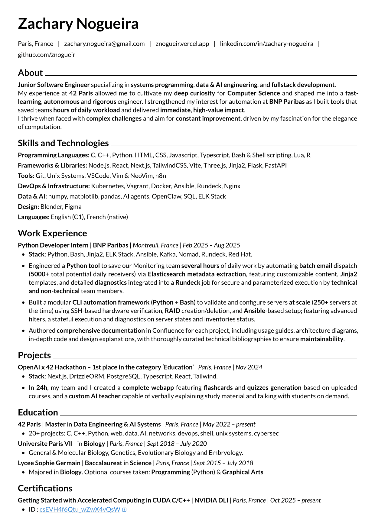 Zachary Nogueira CV